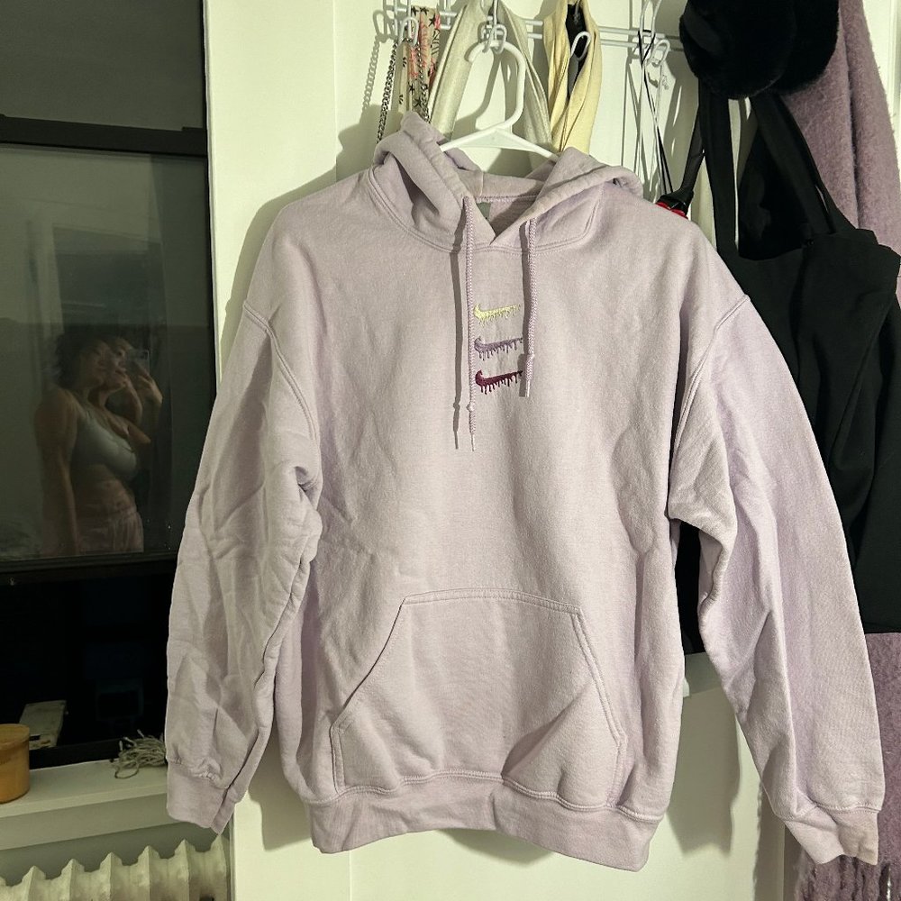 Vintage Handmade Embroidered Hoodie, Lilac, Size S to M